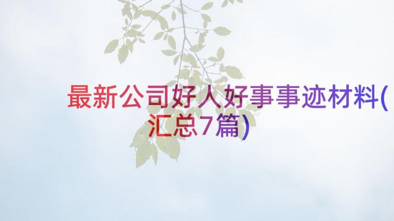 最新公司好人好事事迹材料(汇总7篇)