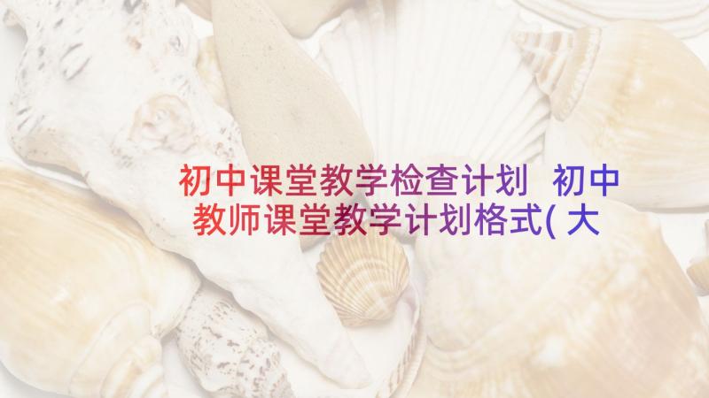 初中课堂教学检查计划 初中教师课堂教学计划格式(大全5篇)