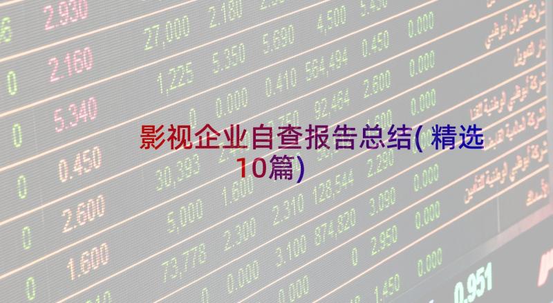 影视企业自查报告总结(精选10篇)