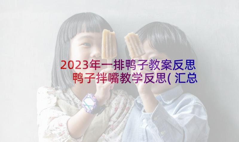 2023年一排鸭子教案反思 鸭子拌嘴教学反思(汇总10篇)