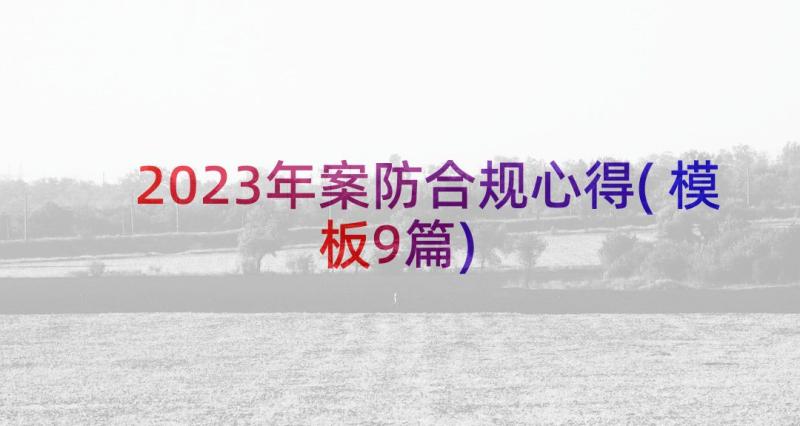 2023年案防合规心得(模板9篇)