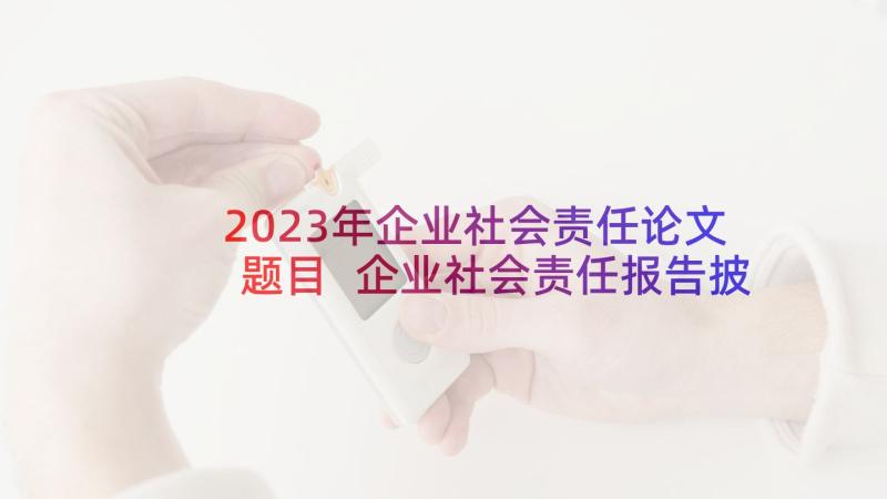 2023年企业社会责任论文题目 企业社会责任报告披露研究论文(大全5篇)