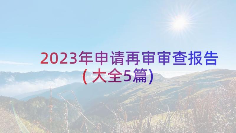 2023年申请再审审查报告(大全5篇)