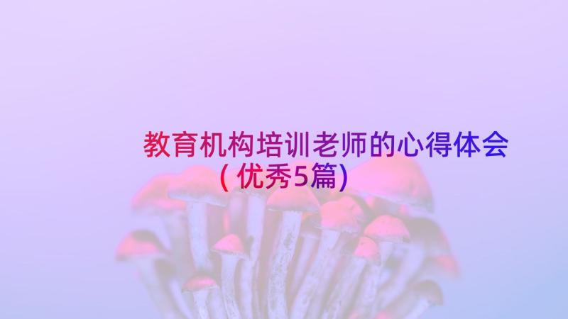 教育机构培训老师的心得体会(优秀5篇)