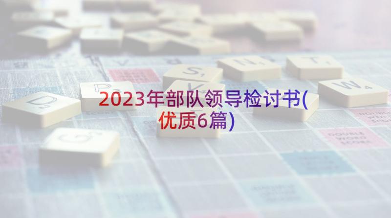 2023年部队领导检讨书(优质6篇)