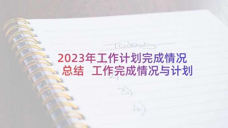 2023年工作计划完成情况总结 工作完成情况与计划(精选5篇)