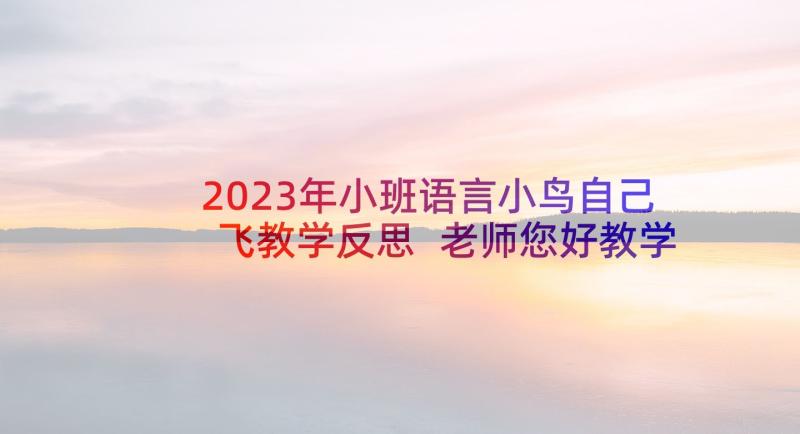 2023年小班语言小鸟自己飞教学反思 老师您好教学反思(优质5篇)