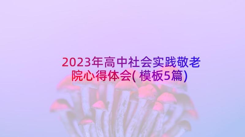 2023年高中社会实践敬老院心得体会(模板5篇)