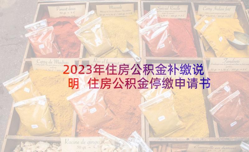 2023年住房公积金补缴说明 住房公积金停缴申请书(大全10篇)