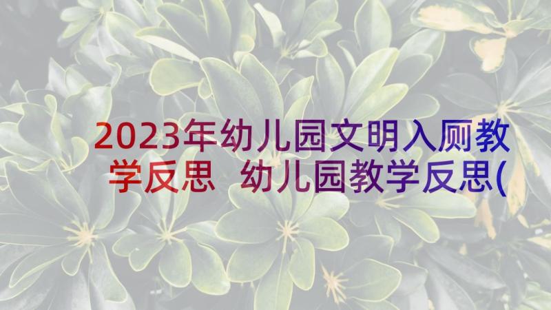 2023年幼儿园文明入厕教学反思 幼儿园教学反思(汇总8篇)