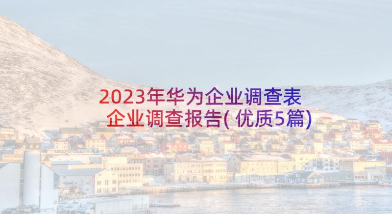 2023年华为企业调查表 企业调查报告(优质5篇)