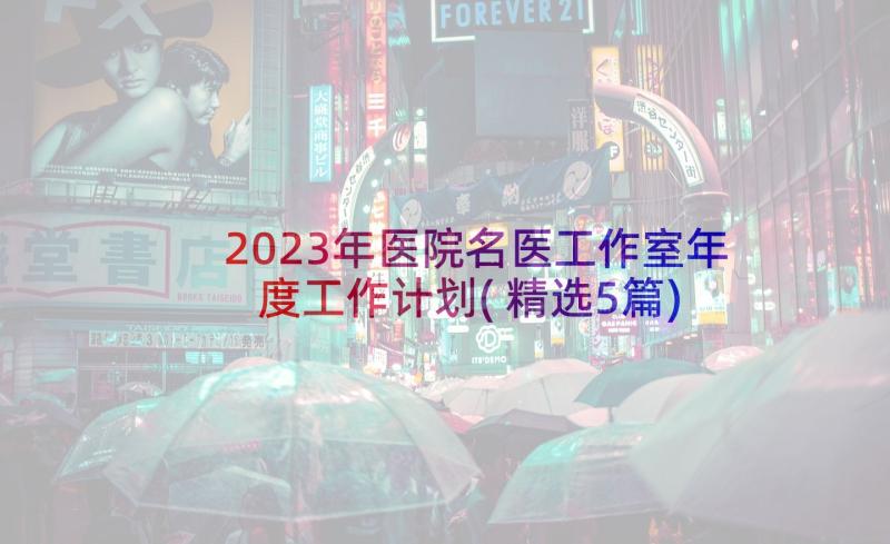 2023年医院名医工作室年度工作计划(精选5篇)