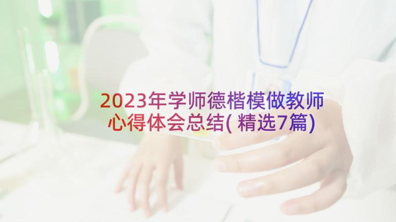 2023年学师德楷模做教师心得体会总结(精选7篇)