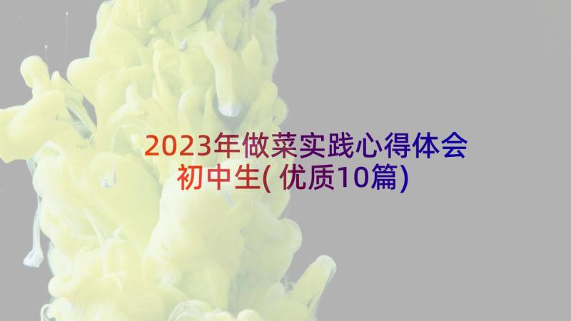 2023年做菜实践心得体会初中生(优质10篇)
