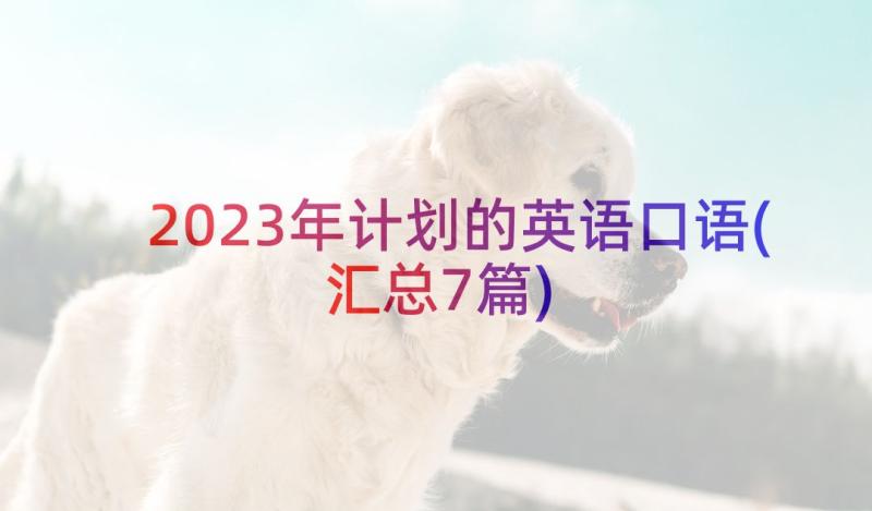 2023年计划的英语口语(汇总7篇)