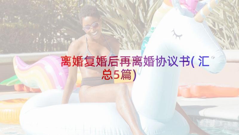 离婚复婚后再离婚协议书(汇总5篇)