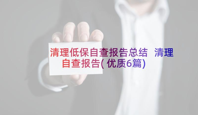 清理低保自查报告总结 清理自查报告(优质6篇)