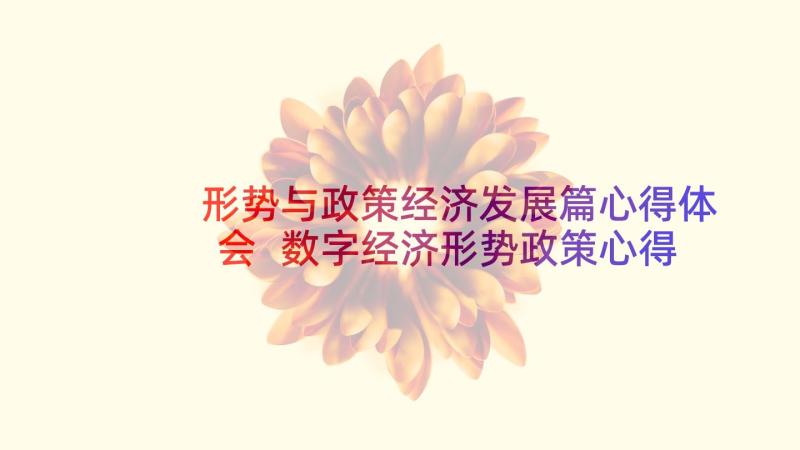 形势与政策经济发展篇心得体会 数字经济形势政策心得体会(模板5篇)