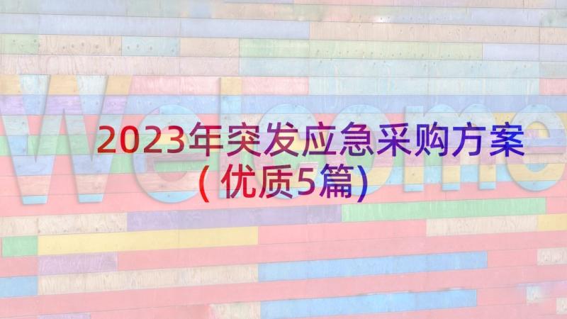 2023年突发应急采购方案(优质5篇)