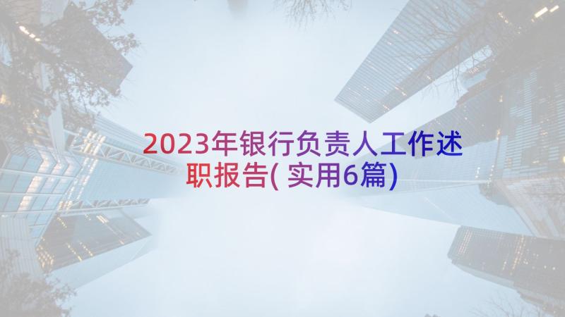 2023年银行负责人工作述职报告(实用6篇)