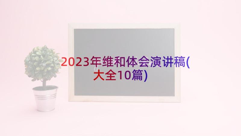 2023年维和体会演讲稿(大全10篇)