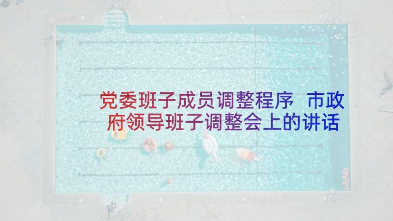 党委班子成员调整程序 市政府领导班子调整会上的讲话(精选5篇)