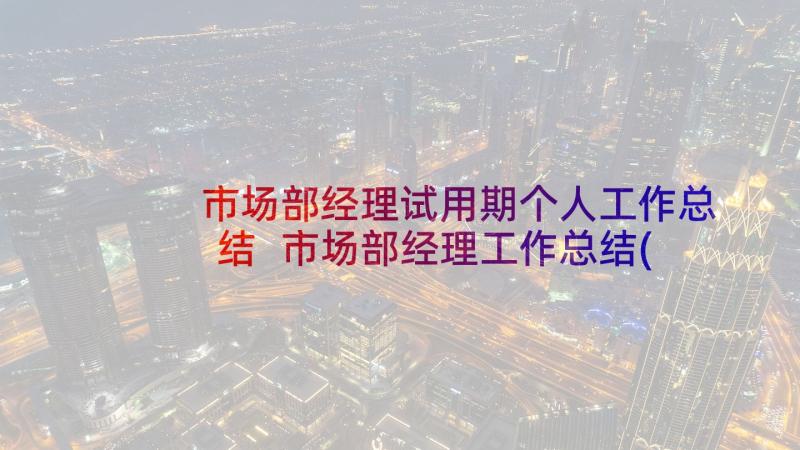 市场部经理试用期个人工作总结 市场部经理工作总结(实用5篇)