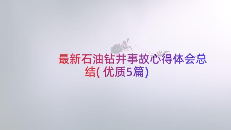 最新石油钻井事故心得体会总结(优质5篇)