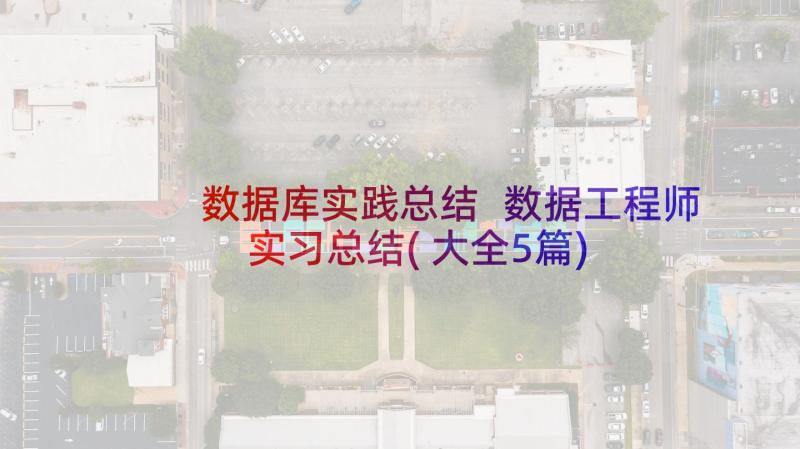 数据库实践总结 数据工程师实习总结(大全5篇)