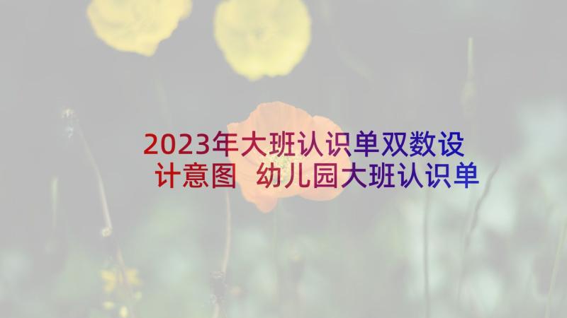 2023年大班认识单双数设计意图 幼儿园大班认识单双数公开课教案(大全5篇)