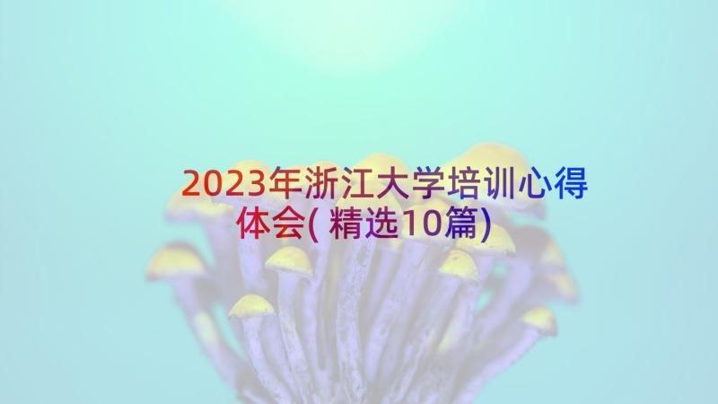 2023年浙江大学培训心得体会(精选10篇)