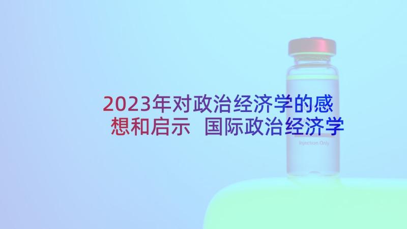 2023年对政治经济学的感想和启示 国际政治经济学的心得体会(大全5篇)