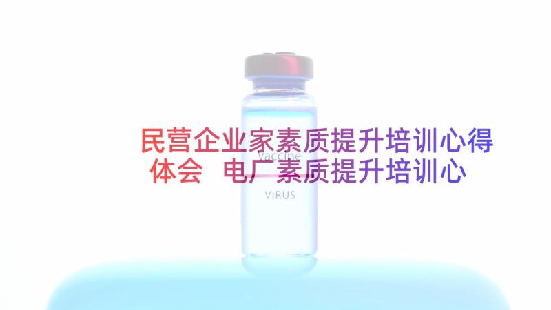 民营企业家素质提升培训心得体会 电厂素质提升培训心得体会(汇总7篇)