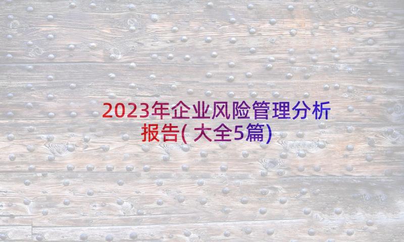 2023年企业风险管理分析报告(大全5篇)