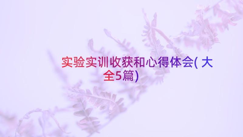 实验实训收获和心得体会(大全5篇)