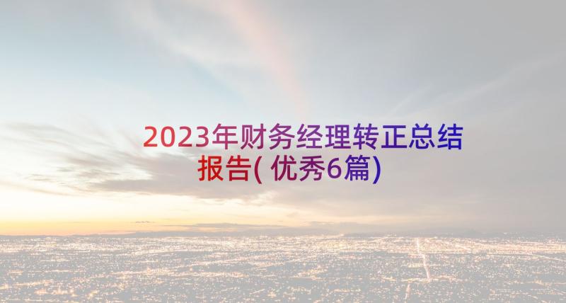 2023年财务经理转正总结报告(优秀6篇)