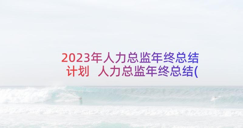 2023年人力总监年终总结计划 人力总监年终总结(精选5篇)