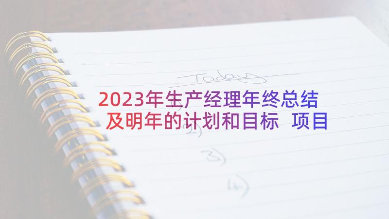 2023年生产经理年终总结及明年的计划和目标 项目经理年终工作总结及明年工作计划(优秀5篇)