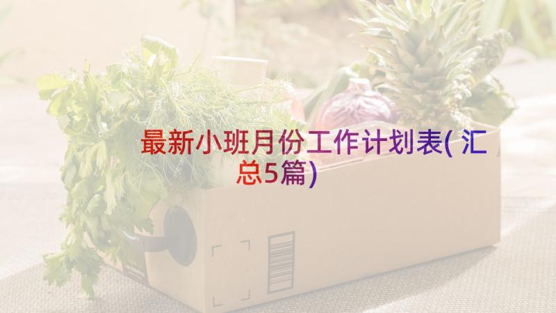 最新小班月份工作计划表(汇总5篇)