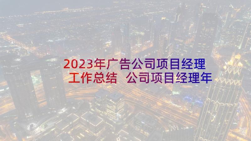 2023年广告公司项目经理工作总结 公司项目经理年终工作总结(模板10篇)