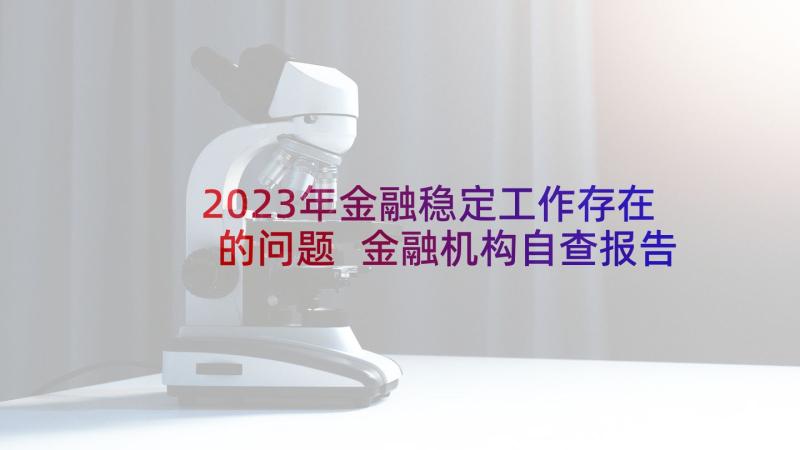 2023年金融稳定工作存在的问题 金融机构自查报告(优质10篇)