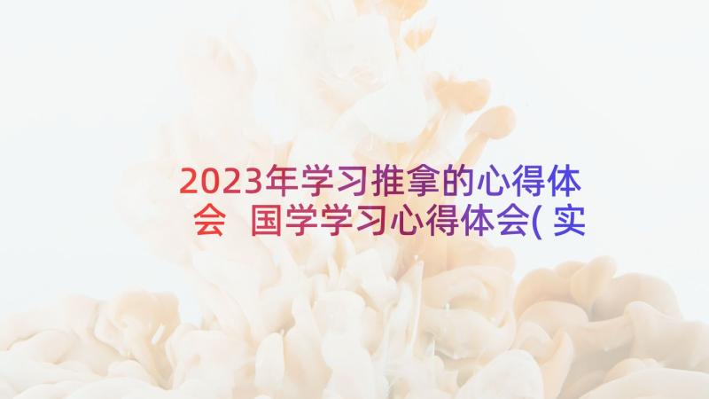 2023年学习推拿的心得体会 国学学习心得体会(实用9篇)