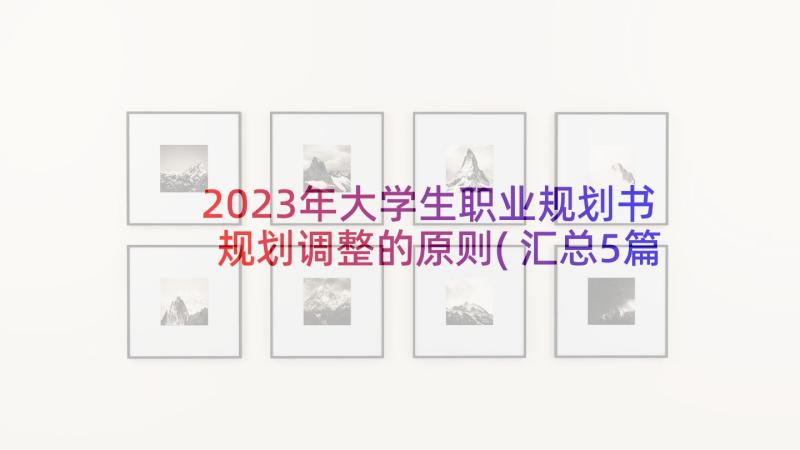 2023年大学生职业规划书规划调整的原则(汇总5篇)