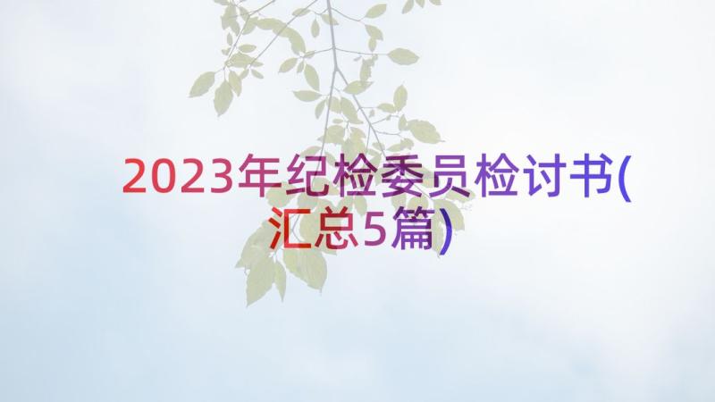 2023年纪检委员检讨书(汇总5篇)