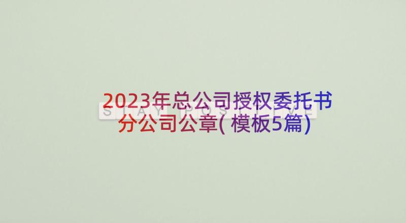 2023年总公司授权委托书分公司公章(模板5篇)