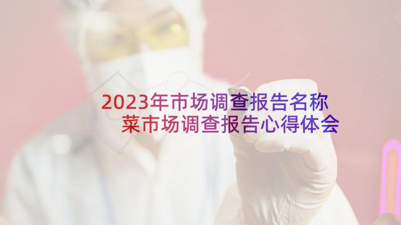 2023年市场调查报告名称 菜市场调查报告心得体会(优秀9篇)