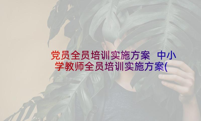 党员全员培训实施方案 中小学教师全员培训实施方案(模板5篇)