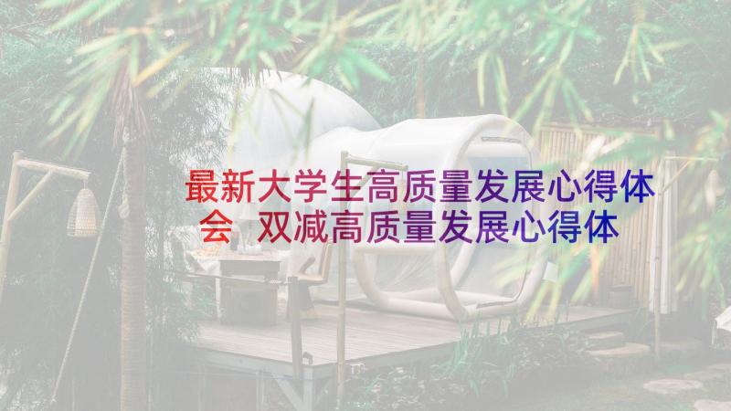 最新大学生高质量发展心得体会 双减高质量发展心得体会(优质6篇)