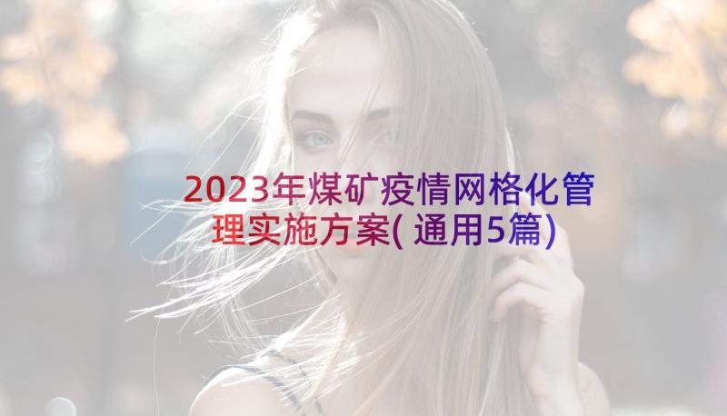 2023年煤矿疫情网格化管理实施方案(通用5篇)