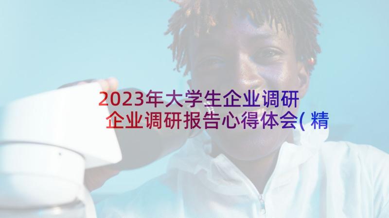 2023年大学生企业调研 企业调研报告心得体会(精选8篇)